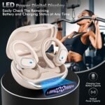 Wireless Earbuds Bluetooth 5.3 Headphones with 80H Playback, IPX7 Waterproof Over Ear Buds with LED Power Display for Sports Running Workouts (Khaki) - Image 6