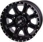 Four 28x10-14 Tusk TERRABITE 8-Ply Radial UTV Tires mounted on Tusk CASCADE Wheels - For POLARIS applications - 4/156 bolt pattern - Includes Lug Nuts (4+3 Wheel Offset, Matte Black) - Image 3