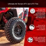 Four 28x10-14 Tusk TERRABITE 8-Ply Radial UTV Tires mounted on Tusk CASCADE Wheels - For POLARIS applications - 4/156 bolt pattern - Includes Lug Nuts (4+3 Wheel Offset, Matte Black) - Image 4