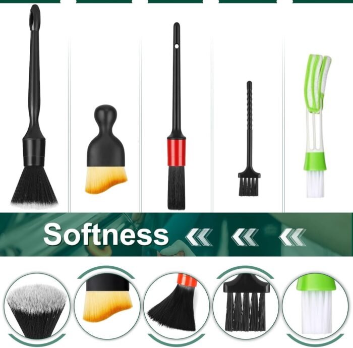 Car Interior Duster Detail Brushes, Soft Bristles Brush Car Accessories for Cleaning Dashboard Air Vent Crevice, Detailing Dusting Tool Kit for Auto Truck SUV RV - Image 3