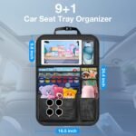 Car Backseat Organizer with Table Tray(2-Pack) 9 Storage Pockets Backseat Car Organizer and storage with Tablet Holder, Kick Mats Back Seat Cover for Kids family Road Trip Essentials Travel - Image 9
