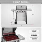 All Stainless Steel 4+1 Burner Gas BBQ Grill, Outdoor Propane Grill with Premium Enameled Coated Chamber Body & Porcelain-Enameled Cast lron Grates, 48,000 BTU - Image 4