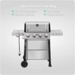 All Stainless Steel 4+1 Burner Gas BBQ Grill, Outdoor Propane Grill with Premium Enameled Coated Chamber Body & Porcelain-Enameled Cast lron Grates, 48,000 BTU - Image 5