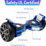 8.5” All Terrain Hover Board for Adults, Hoover Board with Bluetooth and LED Lights, UL2272 Safety Certified (Blue) - Image 3