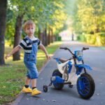 Aosom 12V Kids Motorcycle w/Treaded Tires, 5mph Top Speed Electric Bike for Kids, Ride On Motorcycle w/Training Wheels, Battery Charger, Spring Suspension, Blue - Image 3