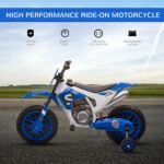 Aosom 12V Kids Motorcycle w/Treaded Tires, 5mph Top Speed Electric Bike for Kids, Ride On Motorcycle w/Training Wheels, Battery Charger, Spring Suspension, Blue - Image 4