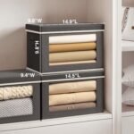 Storage Bins with Lids - Fabric Storage Boxes with Lids, Collapsible Storage Bins with Window, Decorative Closet Organizers and Storage for Clothes, Towels, Books, 3 Pack, Dark Grey - Image 3