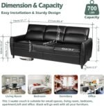STHOUYN 85” Black Faux Leather Couch with USB, 3 Seater Sofa Couches for Living Room, Large Mid Century Modern Office Apartment Couch (Black) - Image 3