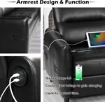 STHOUYN 85” Black Faux Leather Couch with USB, 3 Seater Sofa Couches for Living Room, Large Mid Century Modern Office Apartment Couch (Black) - Image 5