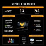 ASUS TUF Gaming Series 5 24” 1080P Gaming Monitor (VG249QM5A) - Full HD, Fast-IPS, 240Hz, 0.3ms, G-SYNC Compatible, FreeSync Premium, Extreme Low Motion Blur Sync, 99% sRGB, Gaming AI, 3 yr Warranty - Image 3