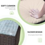 Greesum 3 Pieces Patio Furniture Sets Outdoor PE Rattan Wicker Chairs with Soft Cushion and Glass Coffee Table for Garden Backyard Porch Poolside, Brown and Beige - Image 4