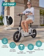 Gotrax Adult Electric Scooter with Seat, Max 19-25miles Range, 15.5-20mph Power by 350W-500W Motor, All-Terrain Tire & Wider Deck & Soft Cushioning Seat with Carry Basket - Image 3