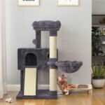 SHA CERLIN Cat Tree 36 Inches Cat Tower with Hammock, Sisal Scratching Post for Indoor Kittens, Small Room, Smoky Grey - Image 3