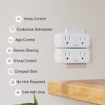 GHome Smart Plug, 15A WiFi Smart Outlet Compatible with Alexa & Google Home, Smart Surge Protector with Remote Control & Timer, Dual Sockets, No Hub Required, 2.4GHz WiFi Only, White, 2 Pack - Image 3