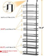 Moforoco 9-Tier Over The Door Pantry Organizer, Pantry Organization and Storage, Black Hanging Basket Wall Spice Rack Seasoning Shelves, Home & Kitchen Bedroom Bathroom House Essentials - Image 3