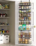 Moforoco 9-Tier Over The Door Pantry Organizer, Pantry Organization and Storage, Black Hanging Basket Wall Spice Rack Seasoning Shelves, Home & Kitchen Bedroom Bathroom House Essentials - Image 4