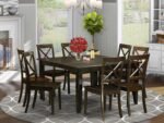 East West Furniture PFBO9-CAP-W 9 Piece Modern Dining Table Set Includes a Square Wooden Table with Butterfly Leaf and 8 Kitchen Dining Chairs, 54x54 Inch, Cappuccino - Image 3