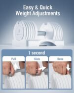 BYZOOM FITNESS Adjustable Dumbbell – 12.5/25lb Single Unit OR Set of 2 – 5-in-1 Adjustable Weight for Home Gym, Strength Training & Fitness Workouts, White OR Black - Image 3