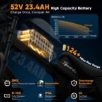 Movcan V70 Electric Dirt Bike for Adults,2000W Motor Peak 2500W Up to 35MPH,52V 23.4Ah Removable Battery,20” Fat Tire Ebike,7 Speed Dual Hydraulic Brake Electric Motorcycle Bikes - Image 4