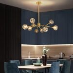 Sputnik Chandeliers for Dining Room Light Fixture Over Table, Modern Crystal Chandeliers, 9 Lights Gold Lighting Fixtures for Living Room Bedroom Kitchen Island - Image 3