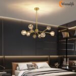 Sputnik Chandeliers for Dining Room Light Fixture Over Table, Modern Crystal Chandeliers, 9 Lights Gold Lighting Fixtures for Living Room Bedroom Kitchen Island - Image 4