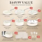 GOTHAM STEEL 20 Pc Ceramic Cookware Set Nonstick, Ceramic Pots and Pans Set Non Stick for Kitchen with Bakeware, Cooking Utensils & Steamer, Non Toxic PFOA PFOS Free, Oven & Dishwasher Safe - Image 3