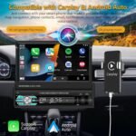 Podofo Single Din Carplay Car Stereo with Bluetooth AHD Backup Camera, 7 Inch flip Out Touch Screen Car Radio MP5 Player Support Android Auto, Mirror Link, USB, TF, FM Radio, Aux-in, SWC - Image 3