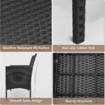 Kurapika Patio Furniture Set 4 Pieces Outdoor Wicker Rattan Chairs Conversation Sets w/Coffee Table, Rocking Bistro Set, for Deck,Patio,Backyard,Lawn (Sand) - Image 5