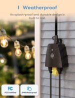 meross Outdoor Smart Plug Compatible with Apple HomeKit, Siri, Alexa, Google Assistant and SmartThings, Waterproof Outdoor Outlet, Remote & Voice Control, Timer, FCC and ETL Certified - Image 6