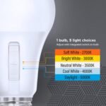Feit Electric A19 LED Light Bulb, 60W Replacement, Dimmable, Selectable Color Temperatures (2700K-5000K), 800 Lumens, General Purpose Light Bulbs, 15,000-Hour Lifetime, OM60DM/5CCTCA/LED/10, 12 Pack - Image 5