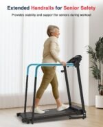 Redliro Walking Treadmill with Long Handrails – Treadmill for Seniors 300 lbs Capacity – Foldable, Lightweight with Wheels, Cup & Phone Holder – Recovery Machine for Home or Apartment - Image 3