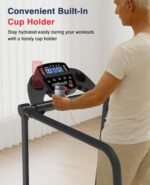 Redliro Walking Treadmill with Long Handrails – Treadmill for Seniors 300 lbs Capacity – Foldable, Lightweight with Wheels, Cup & Phone Holder – Recovery Machine for Home or Apartment - Image 4