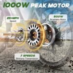 Peak 1000W Electric Bike for Adults, 75 Miles PAS Range, 48V 10.4Ah Removable Battery E Bikes, 26" Fat Tire Electric Bicycles, 28 MPH 7-Speed Commuter Ebike, UL2849 Certified, Max 330LBS - Image 3