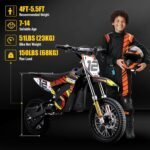 KOOZ HP112E 36V 1000W Electric Dirt Bike for Kids, 3 Speed Modes Teen Electric Motorcycle Up to 18 MPH & 15 Miles Long-Range, Dual Suspension & Disc Brake, 16" Sturdy Tire for Kids Teenagers - Image 3