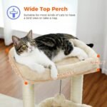 PEQULTI Cat Tree Cat Tower for Indoor Cats with Private Cozy Cat Condo, Natural Sisal Scratching Posts and Plush Pom-pom for Small Cats,Beige - Image 3