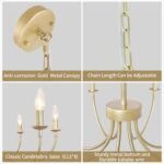 8-Light Gold Chandeliers for Dining Room, Farmhouse Dining Room Light Fixtures, Rustic Candle Chandelier Light Fixtures for Living Room, Kitchen, Staircase, Entryway, Foyer - Image 7