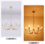 8-Light Gold Chandeliers for Dining Room, Farmhouse Dining Room Light Fixtures, Rustic Candle Chandelier Light Fixtures for Living Room, Kitchen, Staircase, Entryway, Foyer - Image 8