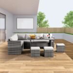 Patio Furniture Set, 7 Pieces Outdoor Patio Furniture with Dining Table&Chair, All Weather Wicker Conversation Set with Ottoman,Grey (Include Sofa Dust Cover) - Image 3