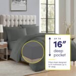 Sweet Home Collection 5 Piece Comforter Set Bag Solid Color All Season Soft Down Alternative Blanket & Luxurious Microfiber Bed Sheets, Gray, Twin - Image 3