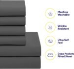 Sweet Home Collection 5 Piece Comforter Set Bag Solid Color All Season Soft Down Alternative Blanket & Luxurious Microfiber Bed Sheets, Gray, Twin - Image 4