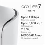 NETGEAR Orbi 770 Series Tri-Band WiFi 7 Mesh Network System (RBE773) - Router + 2 Satellite Extenders, Security Features, Up to 11Gbps, Covers up to 8,000 sq. ft., 100 Devices, 2.5 Gig Internet Port - Image 3