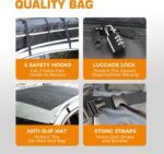 Kingfun Rooftop Cargo Carrier - Waterproof 20 Cubic Feet Car Roof Bag for All Vechicles with/Without Racks, Includes Anti-Slip Mat, 8 Reinforced Straps, 6 Door Hooks, Luggage Lock (Black) - Image 4