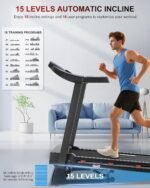 ECHANFIT Treadmill with 15% Auto Incline, Folding Treadmill for Home, 0.6-10 MPH, 350 LB Capacity, 18.11" Wide Running Belt, 3.5 HP, Shock Absorption, Bluetooth Speaker & App - Image 3