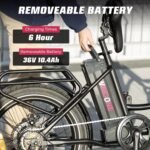 Windone E20/K2 Electric Bike for Adults | 350/750W Peak Ebike | Up to 20/28MPH | 40/46.6 Miles Range (PAS) | 374/646Wh Battery | All-Terrain 20" Fat Tires | UL 2849 Certified - Image 4