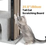 Veehoo Small Cat Tree for Indoor Cats, 33.1-Inch Sturdy Cat Tower with Replaceable Metal Frame Scratch Pad, Cat Scratching Board with Condo, Hammock, Perch for Kittens - Image 3