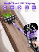 Cordless Vacuum Cleaner, 10 in 1 Stick Vacuum with Powerful Suction, Hose, Green LED Light, Anti-Tangle Brush, Lightweight Rechargeable Vacuum Cleaner for Home, Hardwood Floors, Carpets - Image 4