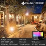 MELPO Led Flood Light 500W Equivalent, RGBW Led Outdoor Lights Colored Floodlight with Remote,50W,5000ML 2700K,120 Colors, Timing, Dimmable, Custom Modes, Landscape Lighting (4 Pack) - Image 3