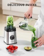 Sangcon Blenders and Food Processor Combo for Kitchen, 5 in 1 Blender for Shakes and Smoothies, Meat Chopped, Grinding & more, 40 oz Jar & 17oz Cup with To-Go Lid, Stainless Steel Silver - Image 4