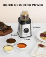 Sangcon Blenders and Food Processor Combo for Kitchen, 5 in 1 Blender for Shakes and Smoothies, Meat Chopped, Grinding & more, 40 oz Jar & 17oz Cup with To-Go Lid, Stainless Steel Silver - Image 5
