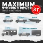 Wheel Chocks for Cars, RVs, Trucks, Trailers, and Vehicles G.V.W. up to 8T, 4 Pack - Anti Slip Bottom Tire Chock for All Weather Use - RV, Travel Trailer, Pop Up Camper Accessory - Image 4